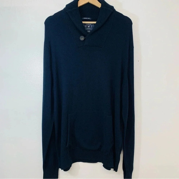 Americal Eagle Seriously Soft Mens Sweater XL Navy Blue Long Sleeve Cotton - Picture 1 of 9